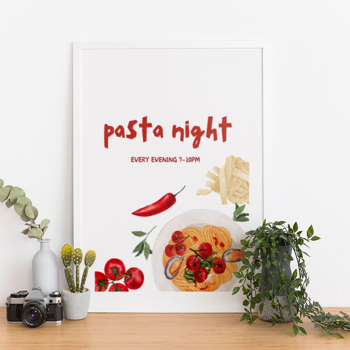 Wes Co Gallery Poster Cozy Pasta Night 12 x 16" Home Goods - Coffee  Art Print