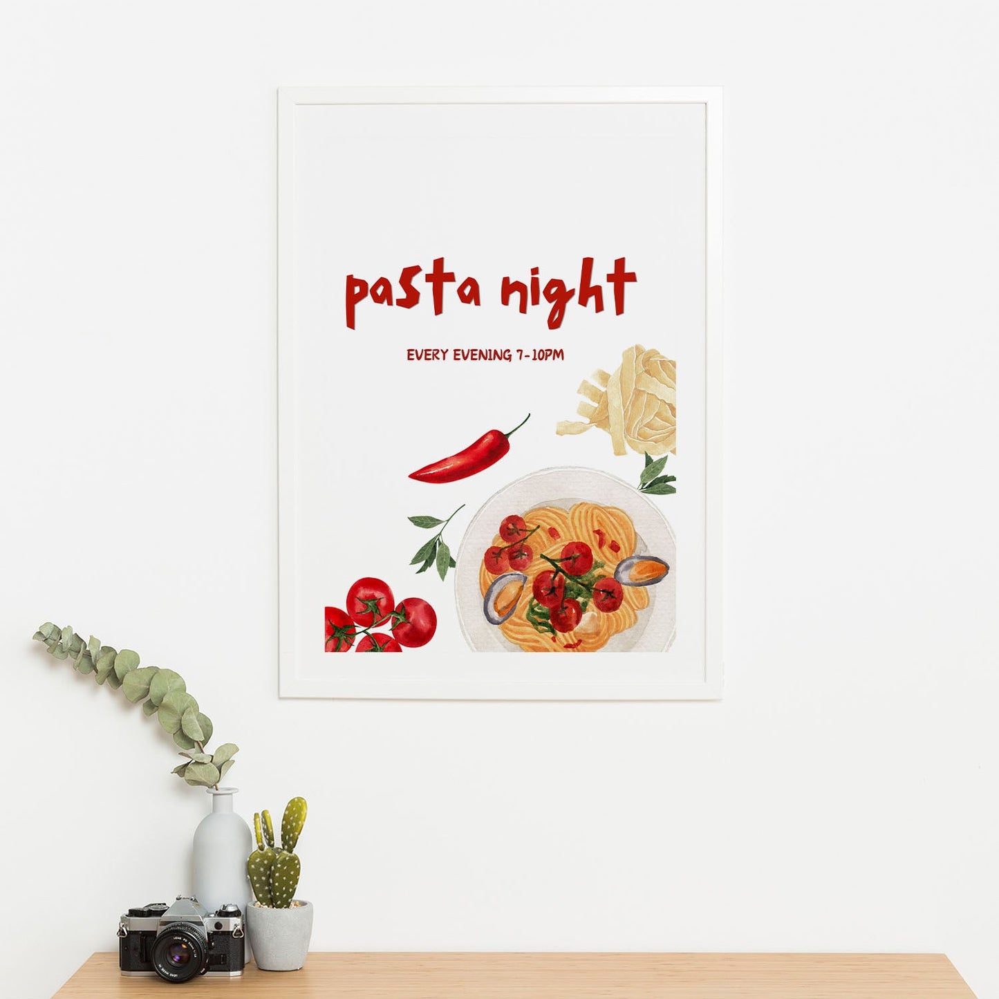 Wes Co Gallery Poster Cozy Pasta Night 16 x 20" Home Goods - Coffee  Art Print