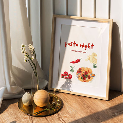 Wes Co Gallery Poster Cozy Pasta Night 5 x 7" Home Goods - Coffee  Art Print