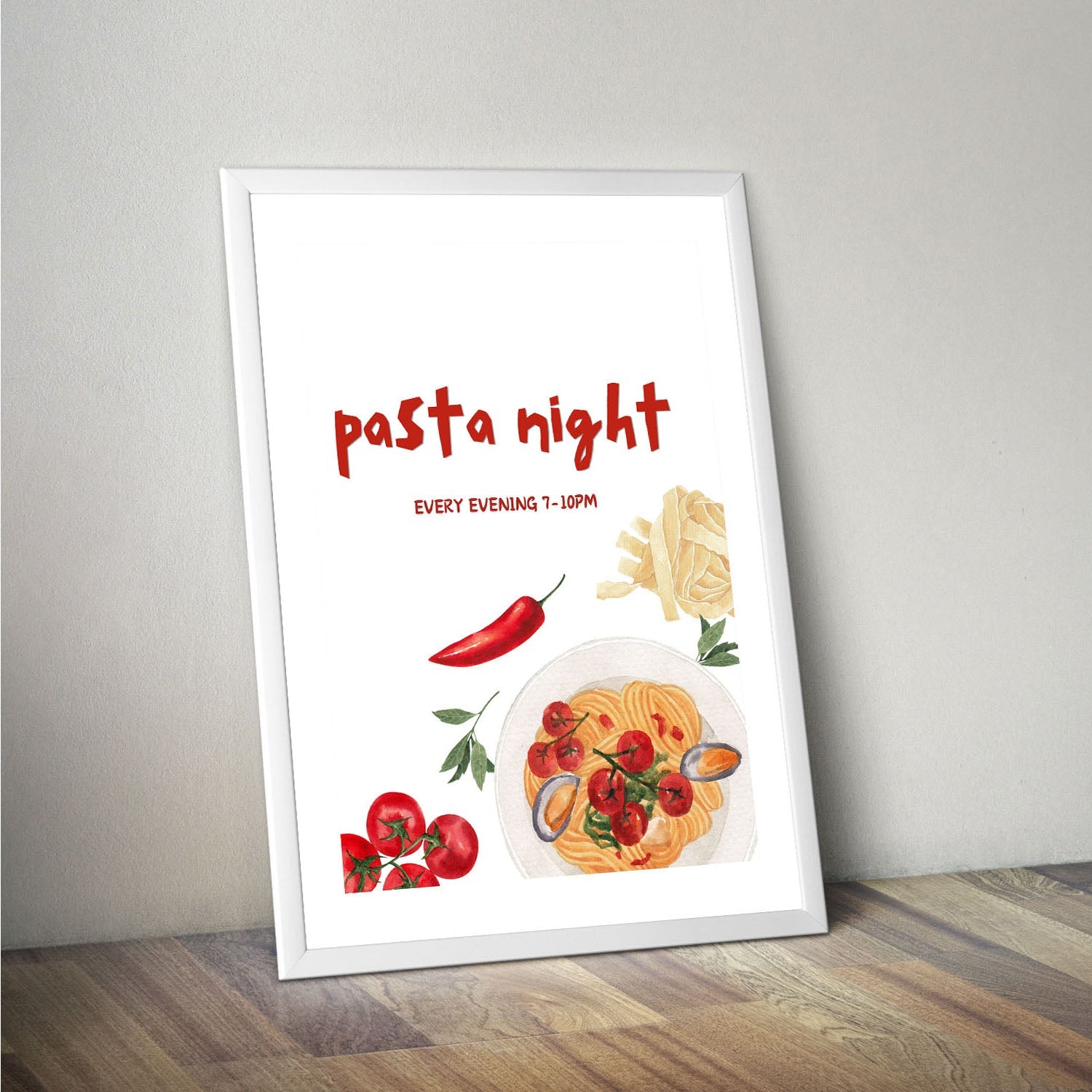 Wes Co Gallery Poster Cozy Pasta Night 16 x 20" Home Goods - Coffee  Art Print