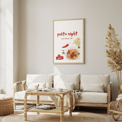 Wes Co Gallery Poster Cozy Pasta Night 12 x 16" Home Goods - Coffee  Art Print