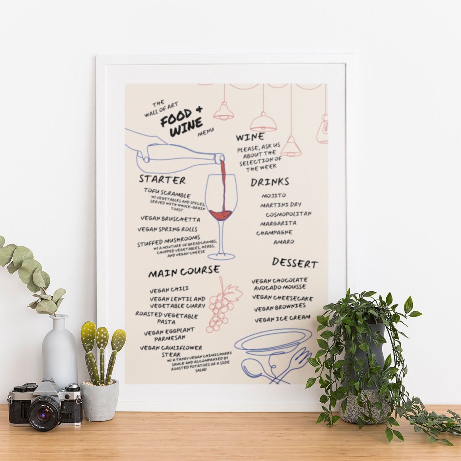 Wes Co Gallery Poster Elegant Food & Wine Menu 12 x 16" Home Goods - Coffee  Art Print