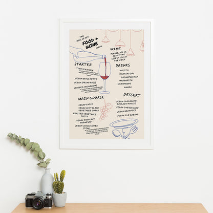 Wes Co Gallery Poster Elegant Food & Wine Menu 16 x 20" Home Goods - Coffee  Art Print