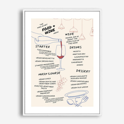 Wes Co Gallery Poster Elegant Food & Wine Menu 5 x 7" Home Goods - Coffee  Art Print