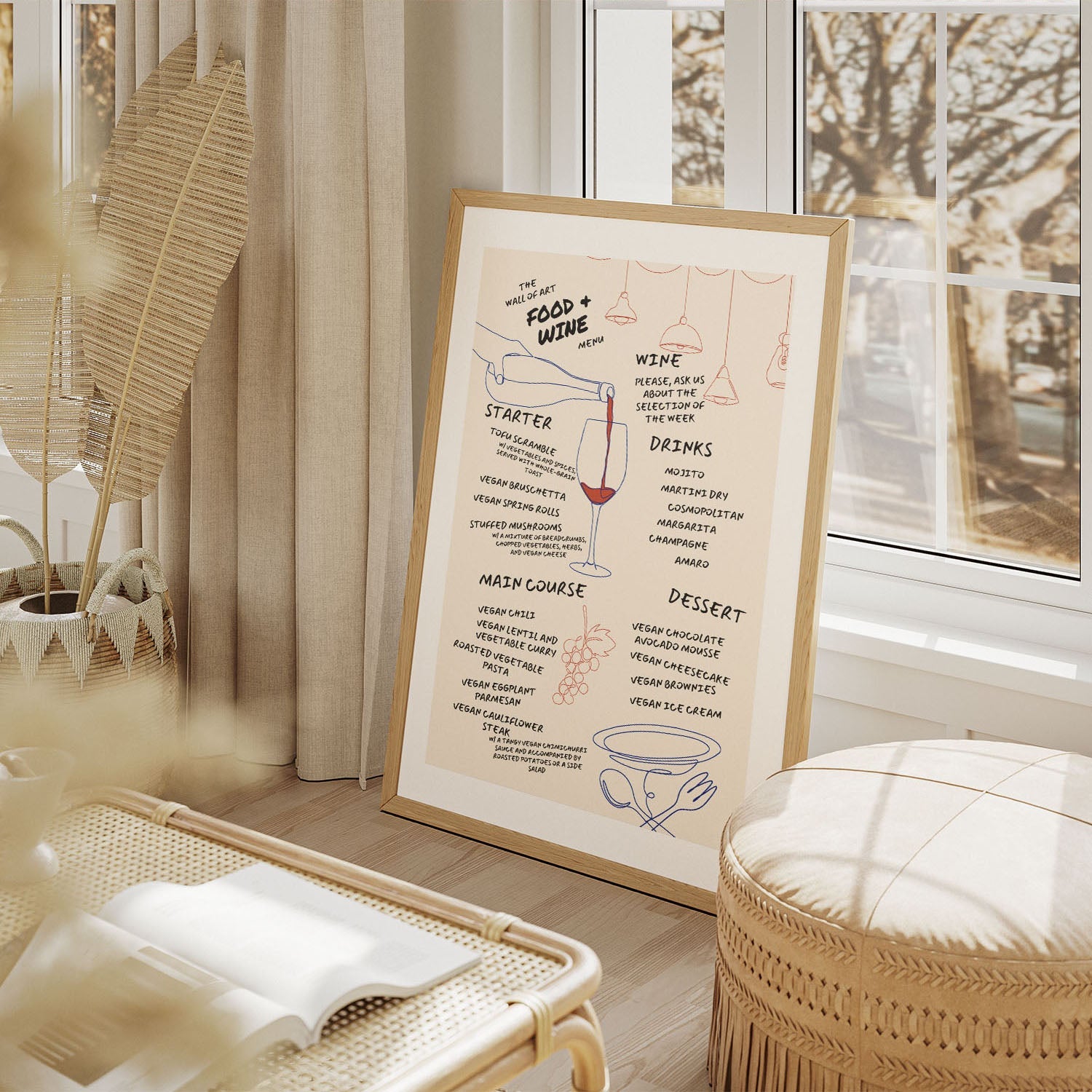 Wes Co Gallery Poster Elegant Food & Wine Menu 11 x 17" Home Goods - Coffee  Art Print