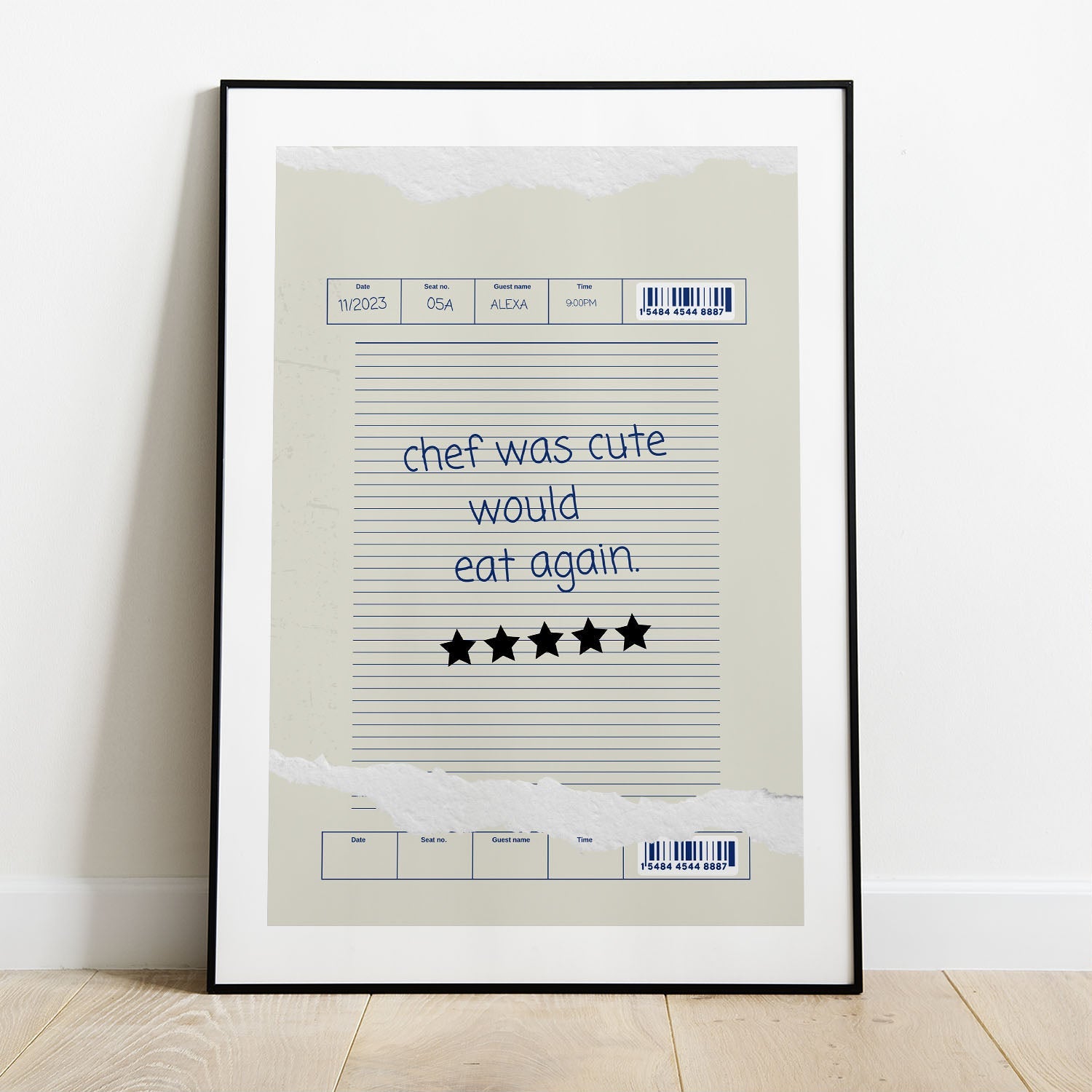 Wes Co Gallery Poster Attendance Check - Chef Was Cute 8 x 10" Home Goods - Coffee  Art Print