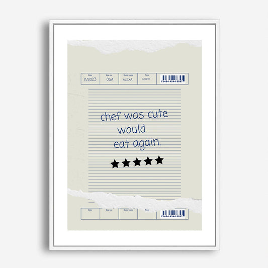 Wes Co Gallery Poster Attendance Check - Chef Was Cute 5 x 7" Home Goods - Coffee  Art Print