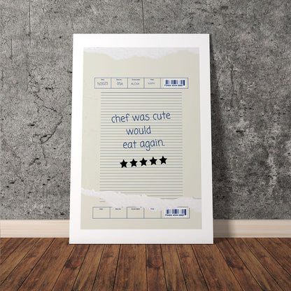 Wes Co Gallery Poster Attendance Check - Chef Was Cute 11 x 17" Home Goods - Coffee  Art Print