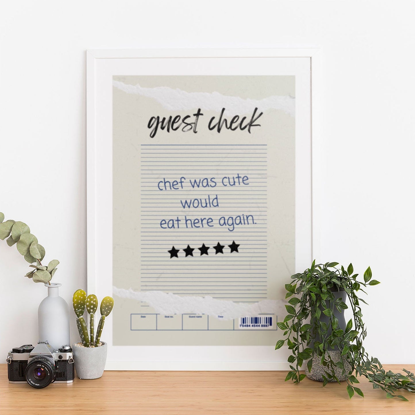 Wes Co Gallery Poster Guest Check - Cute Chef Approved 12 x 16" Home Goods - Coffee  Art Print