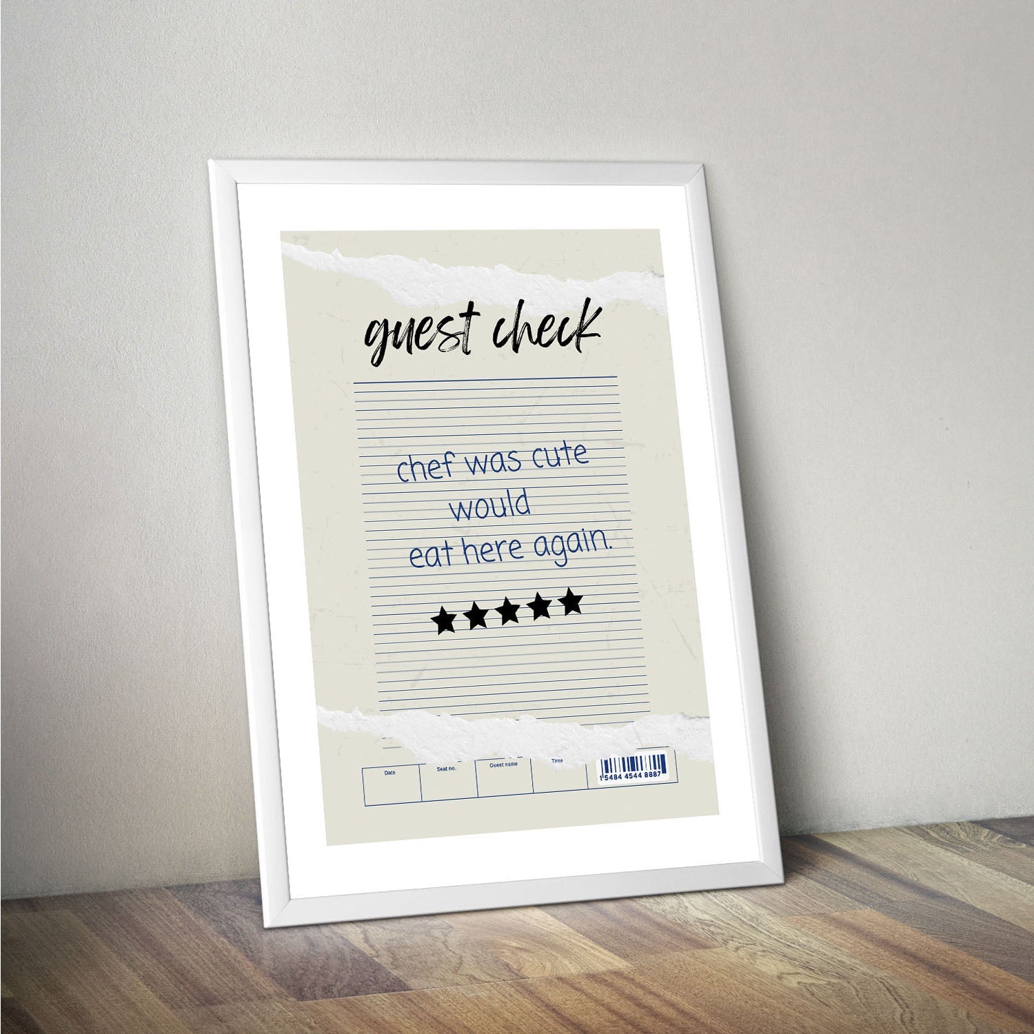 Wes Co Gallery Poster Guest Check - Cute Chef Approved 16 x 20" Home Goods - Coffee  Art Print