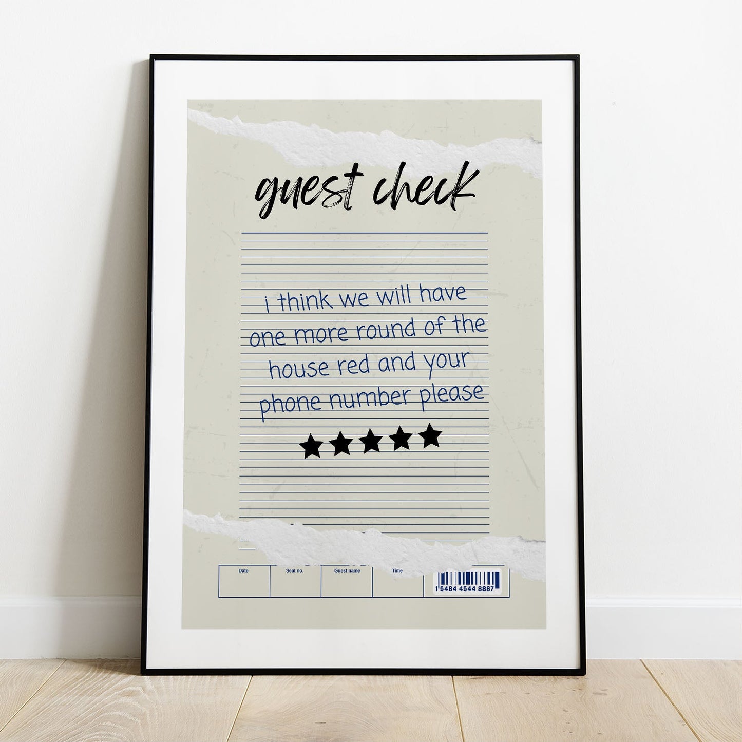 Wes Co Gallery Poster Guest Check - One More Round 8 x 10" Home Goods - Coffee  Art Print