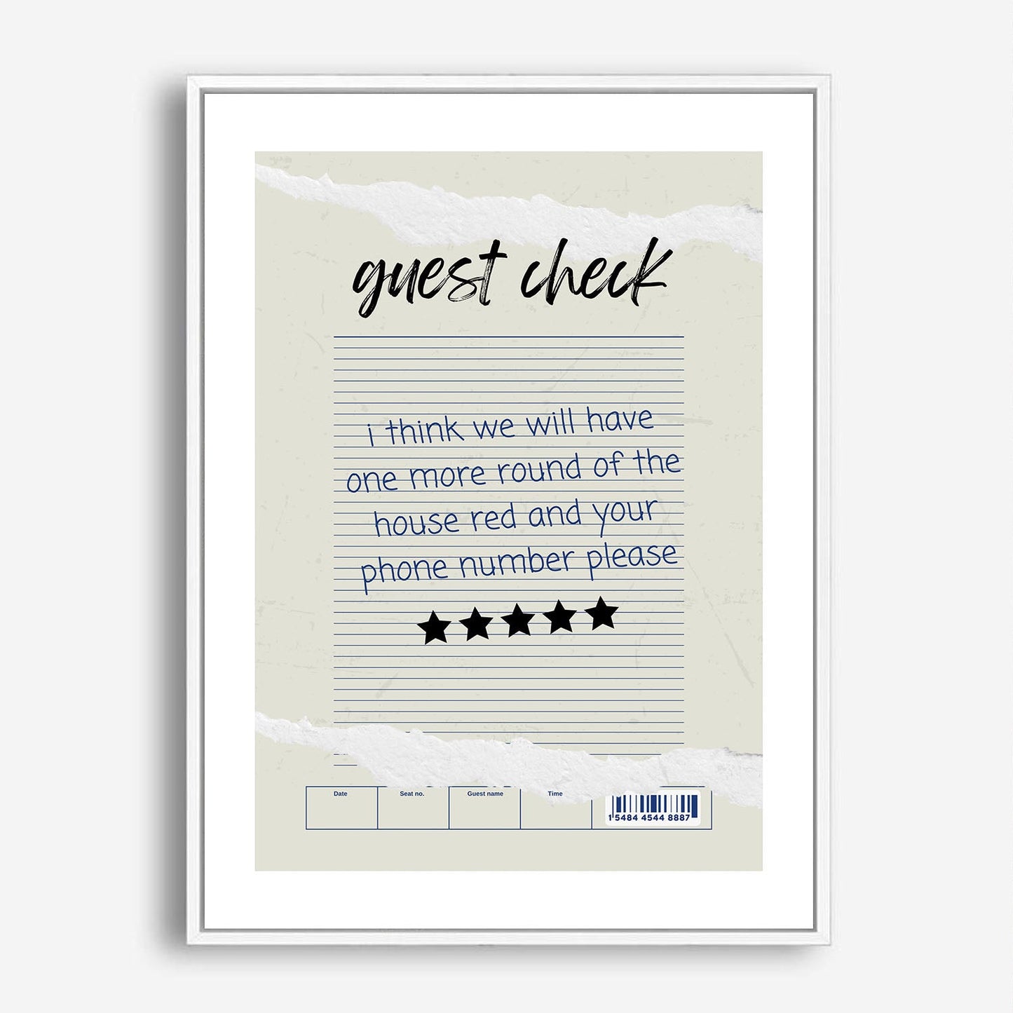 Wes Co Gallery Poster Guest Check - One More Round 5 x 7" Home Goods - Coffee  Art Print