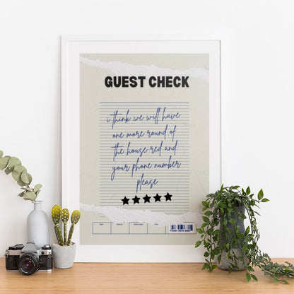 Wes Co Gallery Poster Guest Check - Another Round 12 x 16" Home Goods - Coffee  Art Print