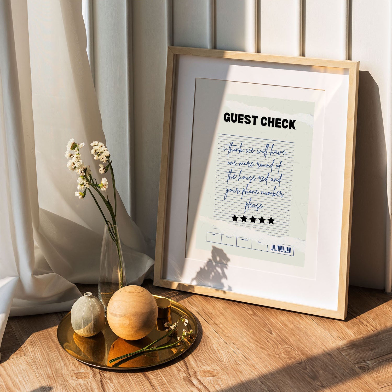 Wes Co Gallery Poster Guest Check - Another Round 5 x 7" Home Goods - Coffee  Art Print