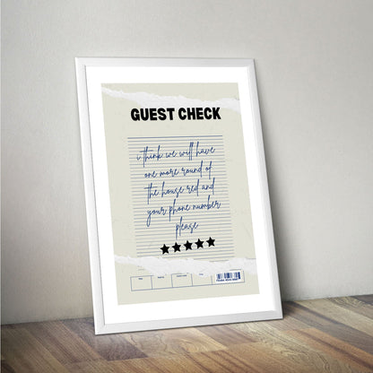 Wes Co Gallery Poster Guest Check - Another Round 16 x 20" Home Goods - Coffee  Art Print