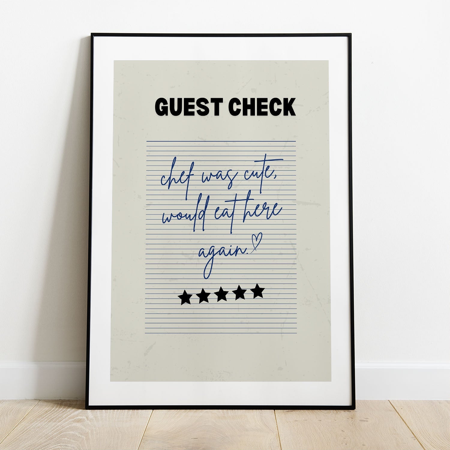 Wes Co Gallery Poster Guest Check - Cute Chef Rating 8 x 10" Home Goods - Coffee  Art Print