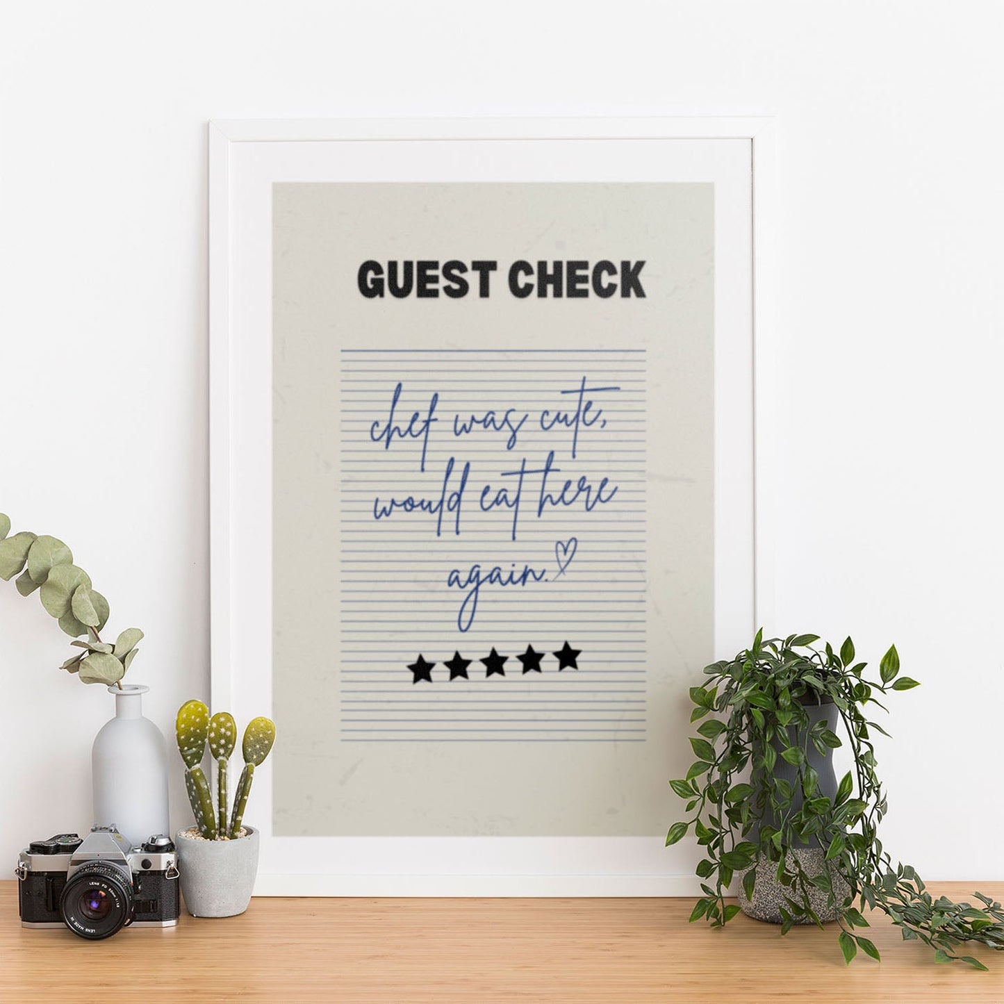 Wes Co Gallery Poster Guest Check - Cute Chef Rating 12 x 16" Home Goods - Coffee  Art Print