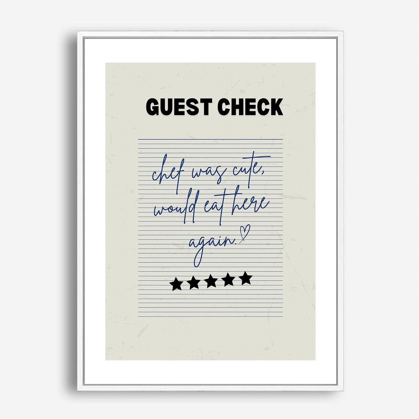 Wes Co Gallery Poster Guest Check - Cute Chef Rating 5 x 7" Home Goods - Coffee  Art Print