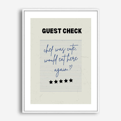 Wes Co Gallery Poster Guest Check - Cute Chef Rating 5 x 7" Home Goods - Coffee  Art Print