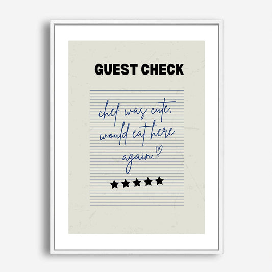 Wes Co Gallery Poster Guest Check - Cute Chef Rating 5 x 7" Home Goods - Coffee  Art Print