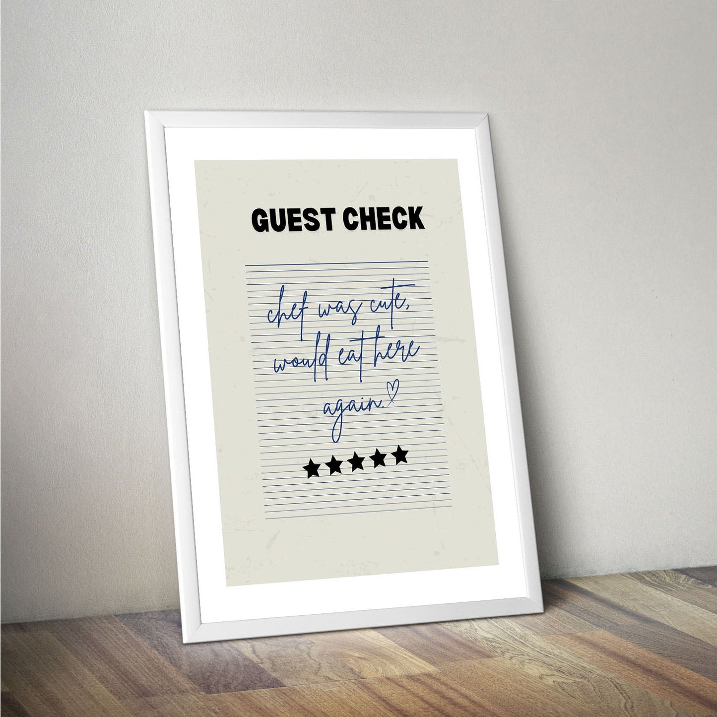 Wes Co Gallery Poster Guest Check - Cute Chef Rating 16 x 20" Home Goods - Coffee  Art Print