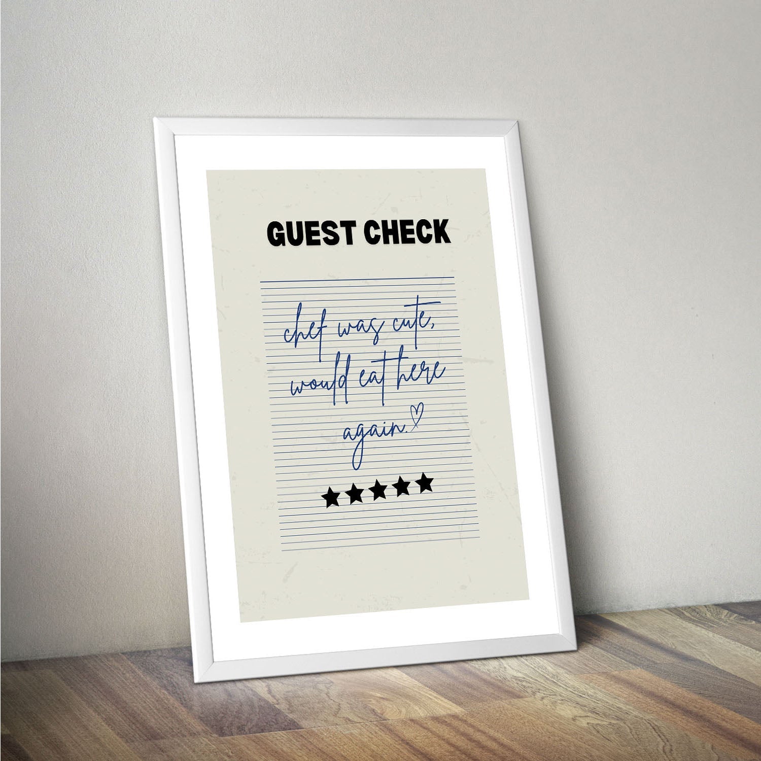 Wes Co Gallery Poster Guest Check - Cute Chef Rating 16 x 20" Home Goods - Coffee  Art Print