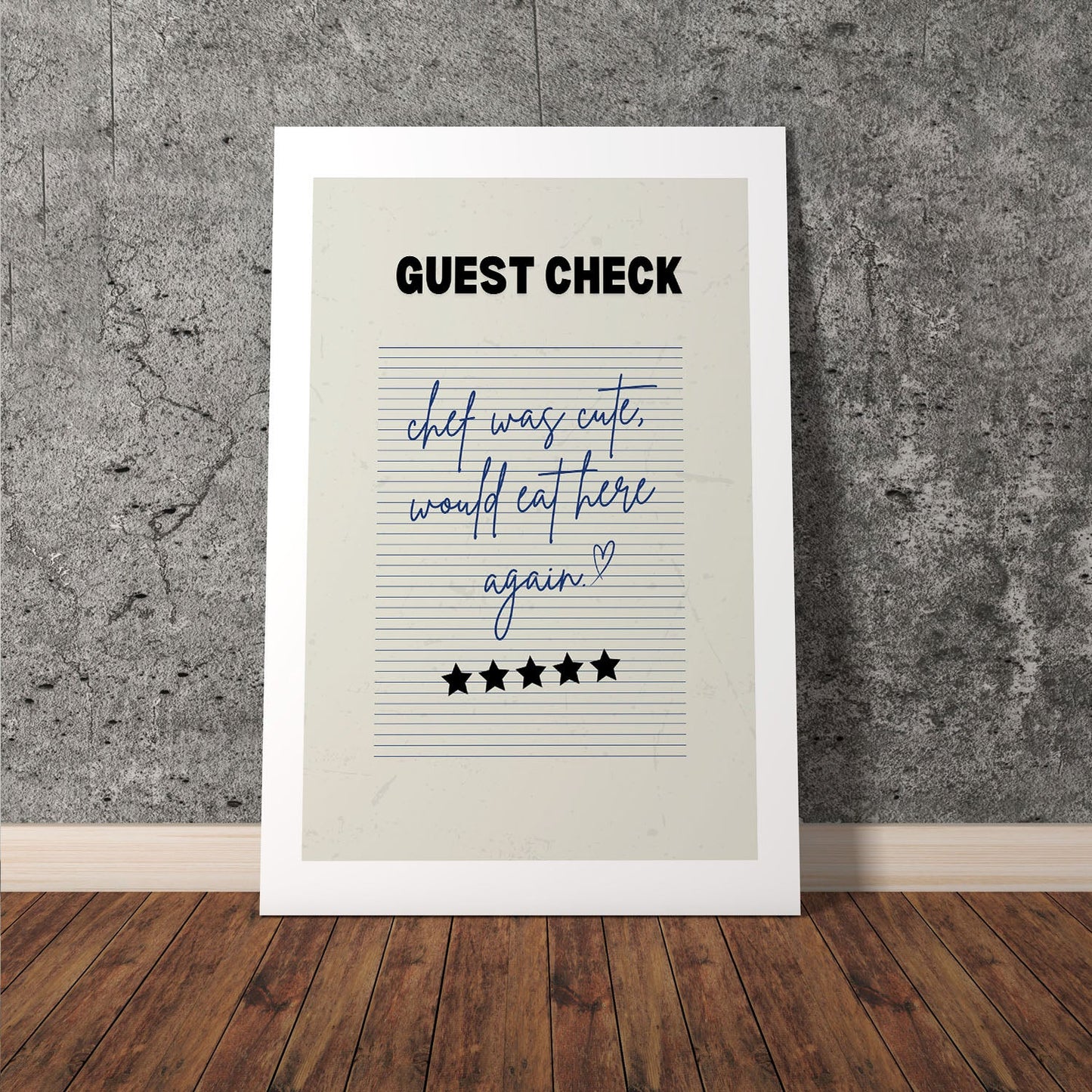 Wes Co Gallery Poster Guest Check - Cute Chef Rating 11 x 17" Home Goods - Coffee  Art Print