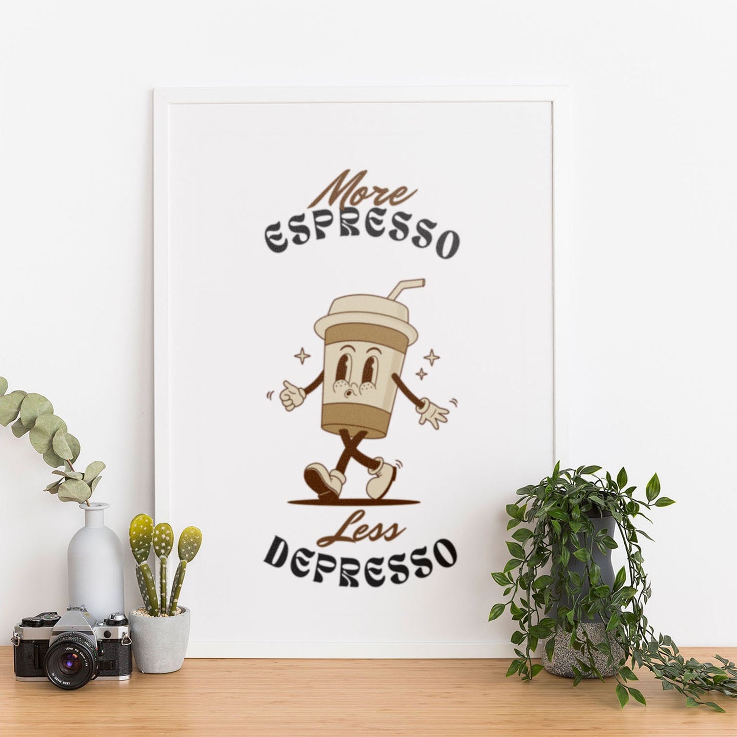 Wes Co Gallery Poster More Espresso Less Depresso 12 x 16" Home Goods - Coffee  Art Print