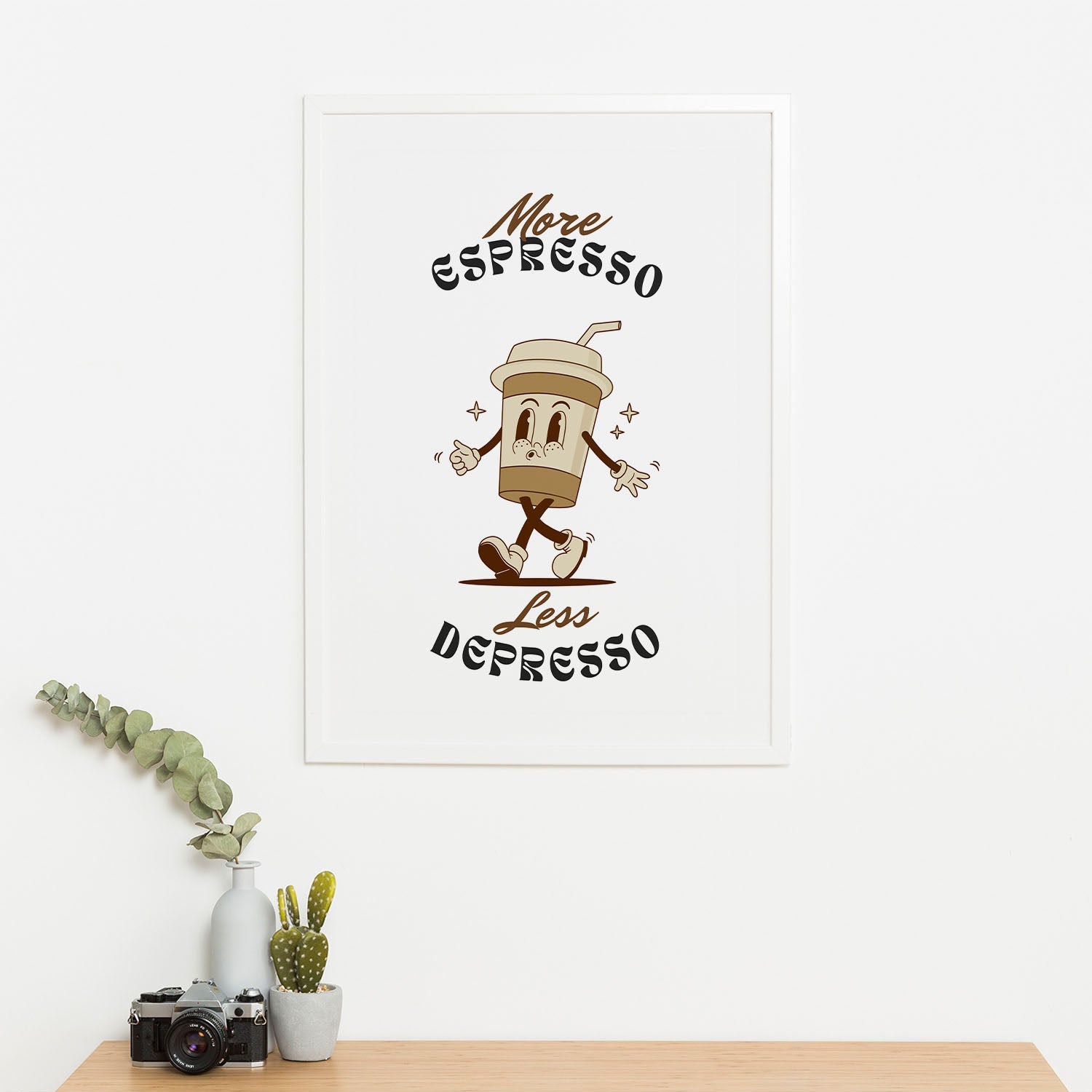 Wes Co Gallery Poster More Espresso Less Depresso 16 x 20" Home Goods - Coffee  Art Print