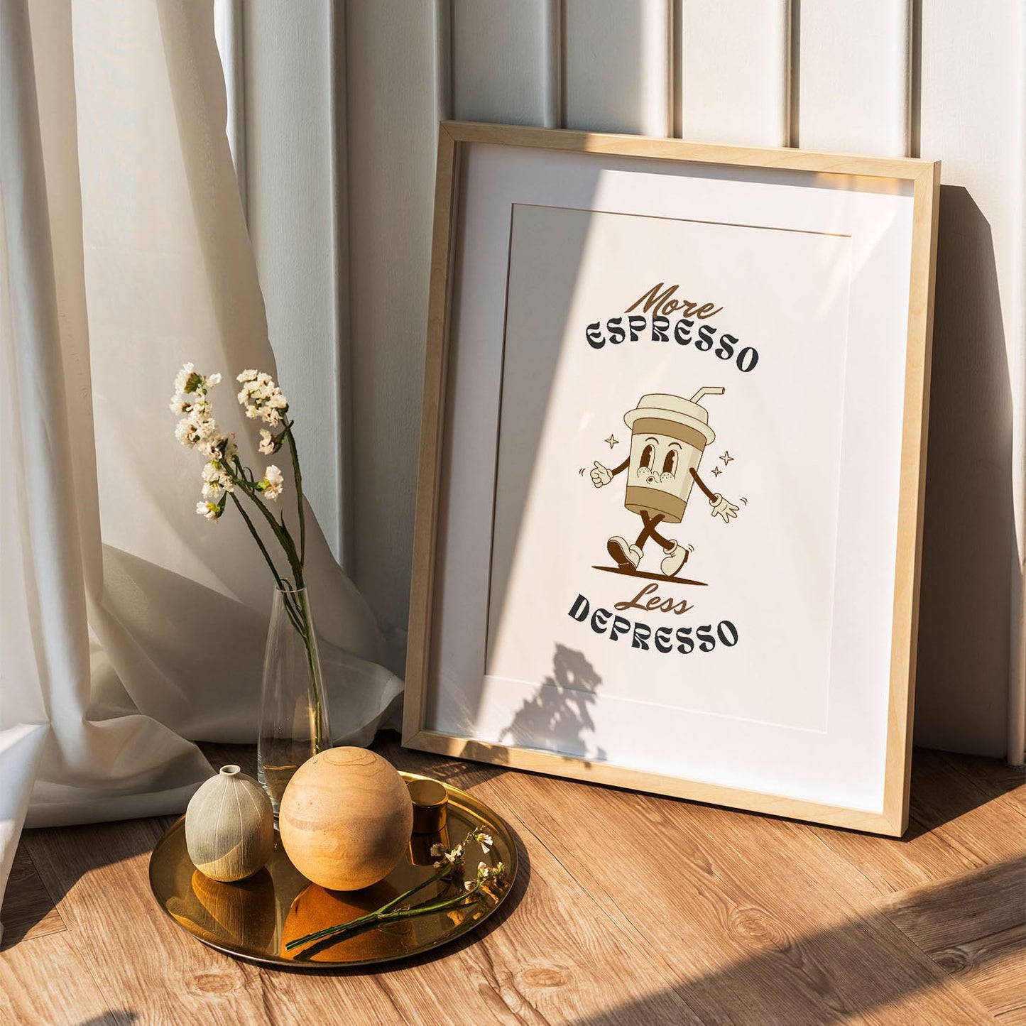 Wes Co Gallery Poster More Espresso Less Depresso 5 x 7" Home Goods - Coffee  Art Print