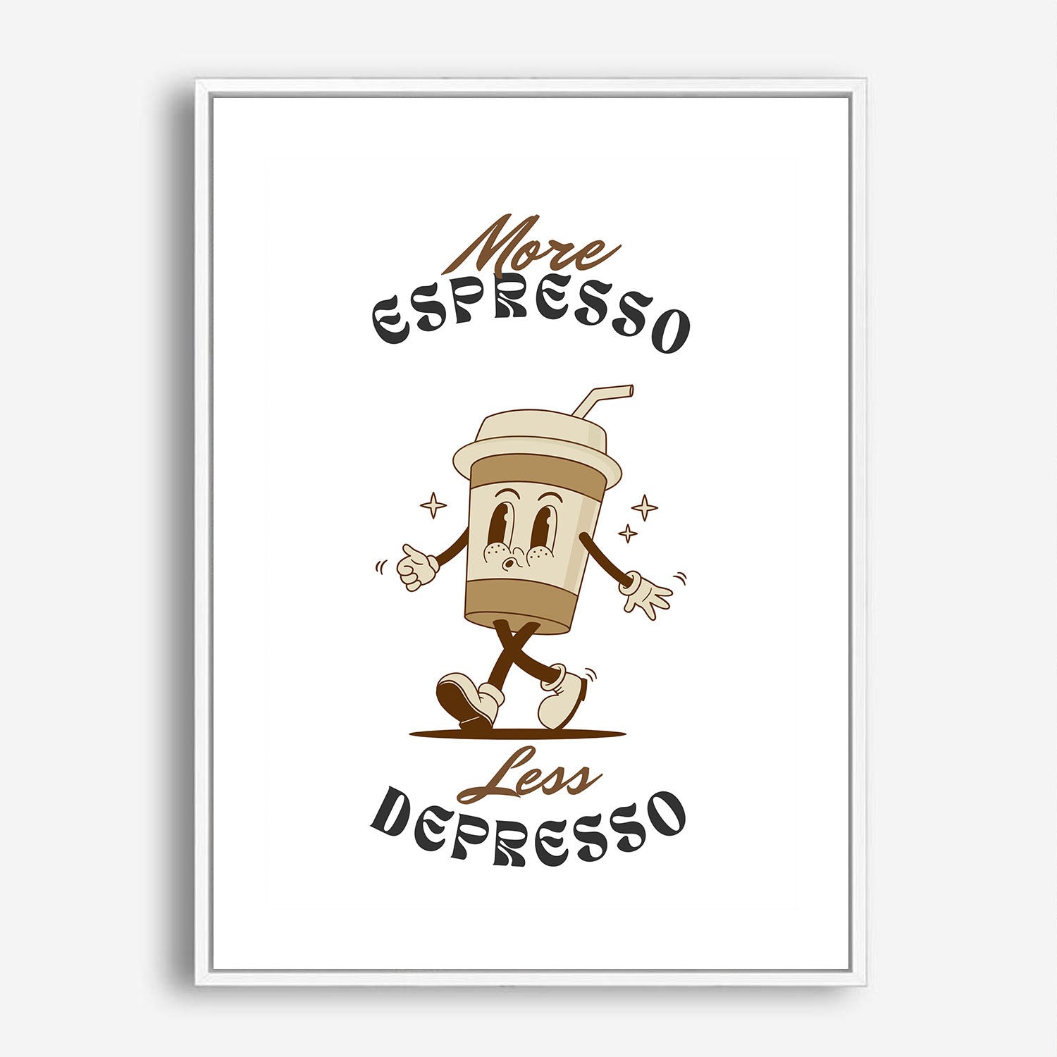 Wes Co Gallery Poster More Espresso Less Depresso 5 x 7" Home Goods - Coffee  Art Print