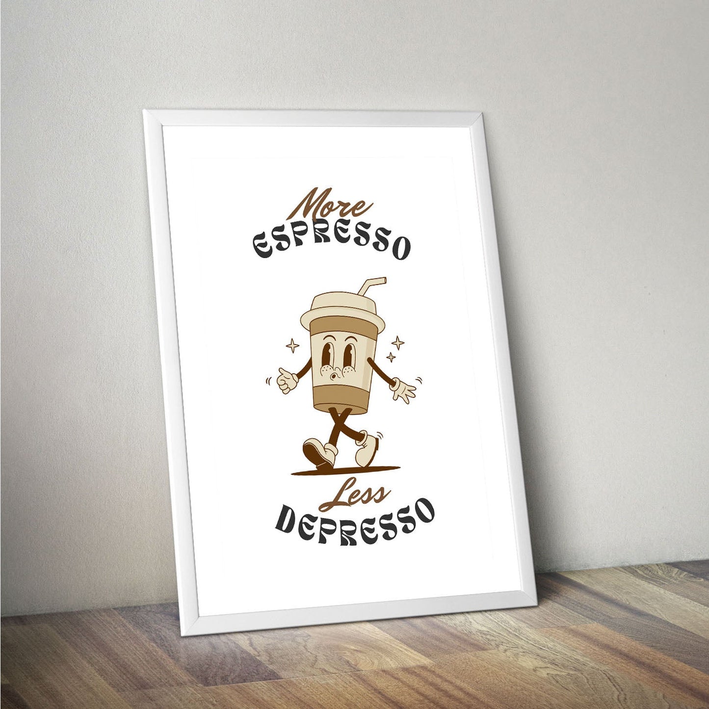 Wes Co Gallery Poster More Espresso Less Depresso 16 x 20" Home Goods - Coffee  Art Print