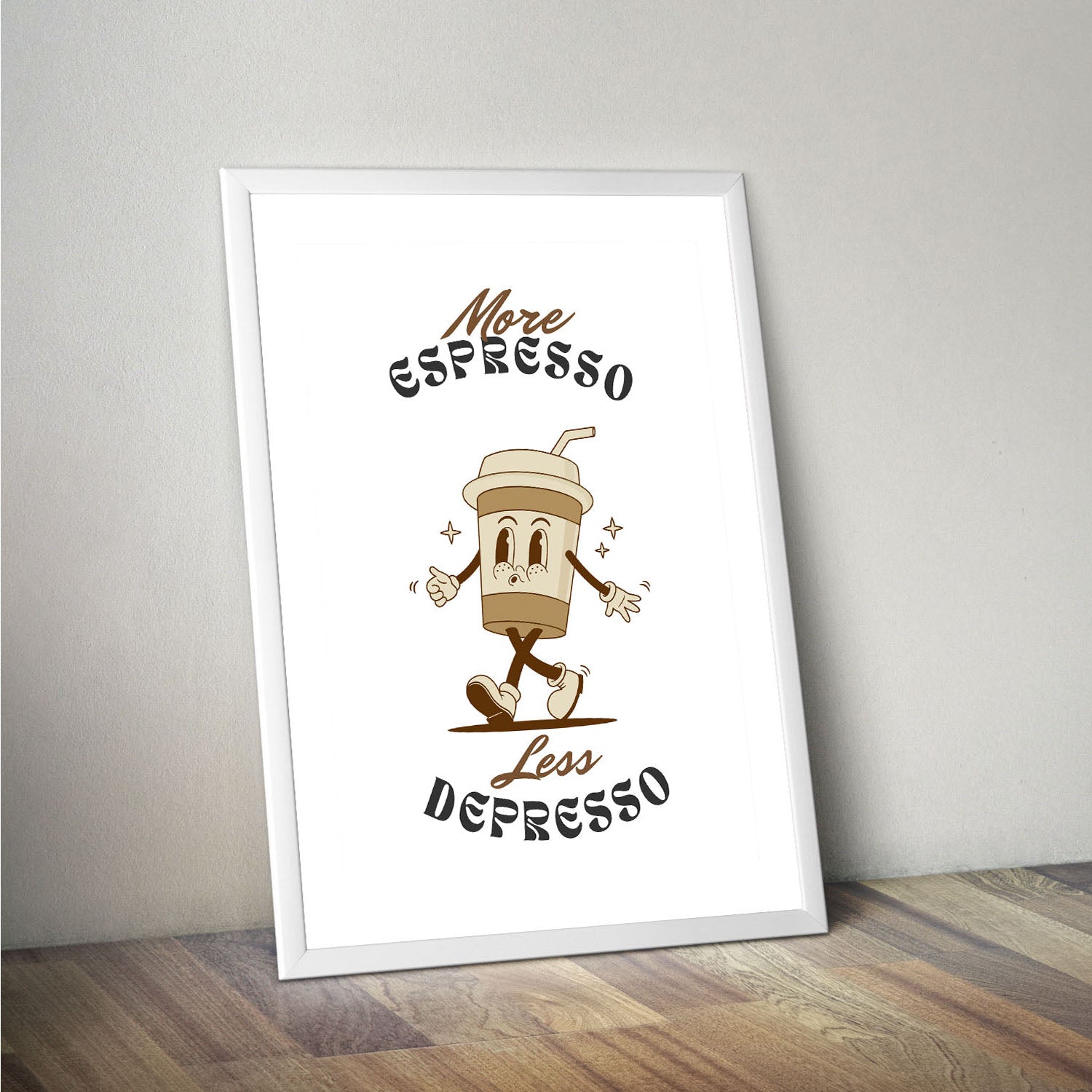 Wes Co Gallery Poster More Espresso Less Depresso 16 x 20" Home Goods - Coffee  Art Print