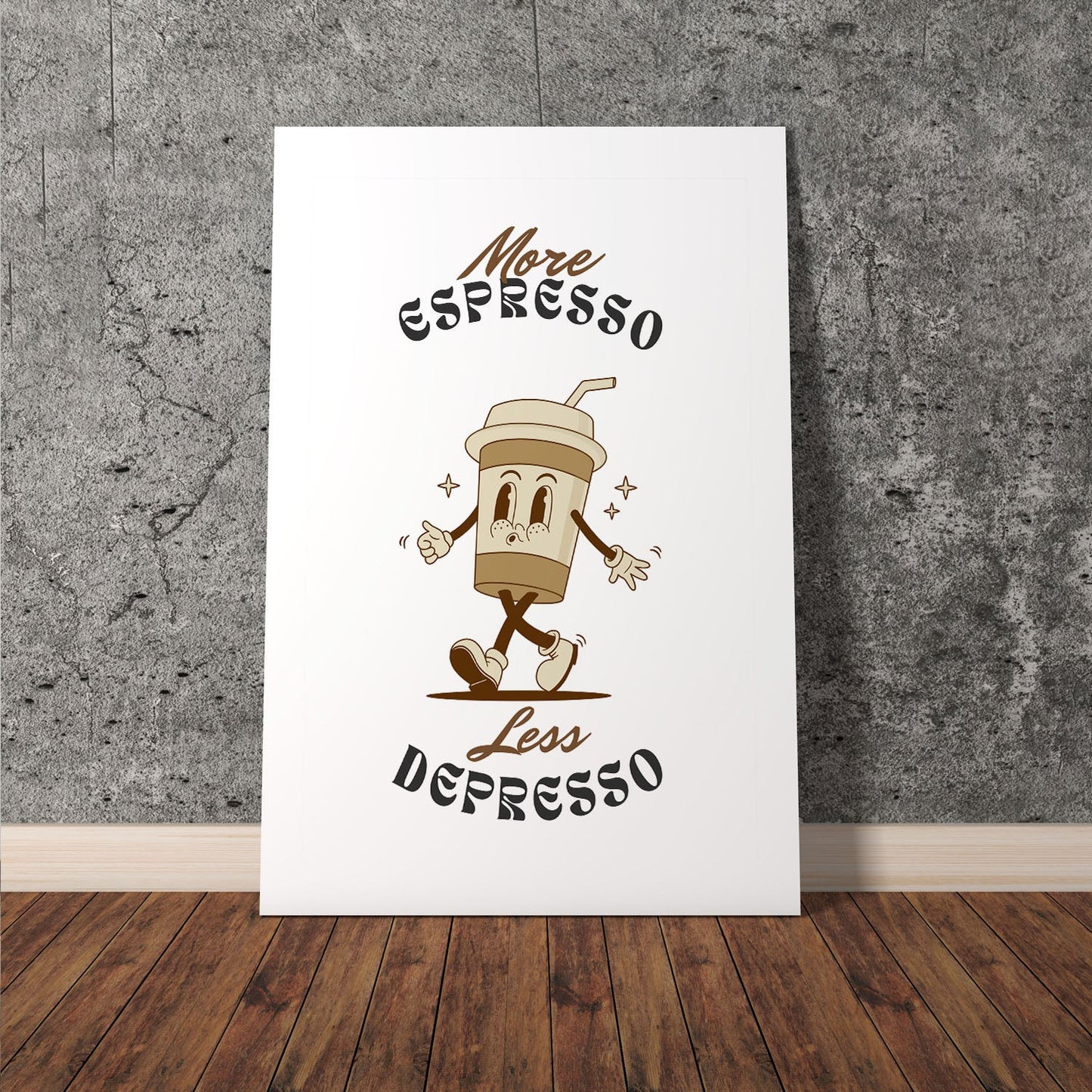 Wes Co Gallery Poster More Espresso Less Depresso 11 x 17" Home Goods - Coffee  Art Print