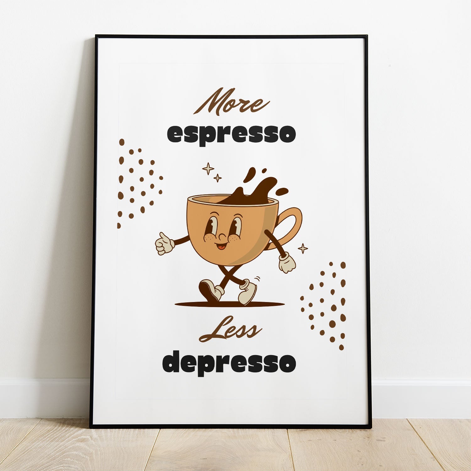 Wes Co Gallery Poster Energetic Espresso Motivational Coffee 8 x 10" Home Goods - Coffee  Art Print