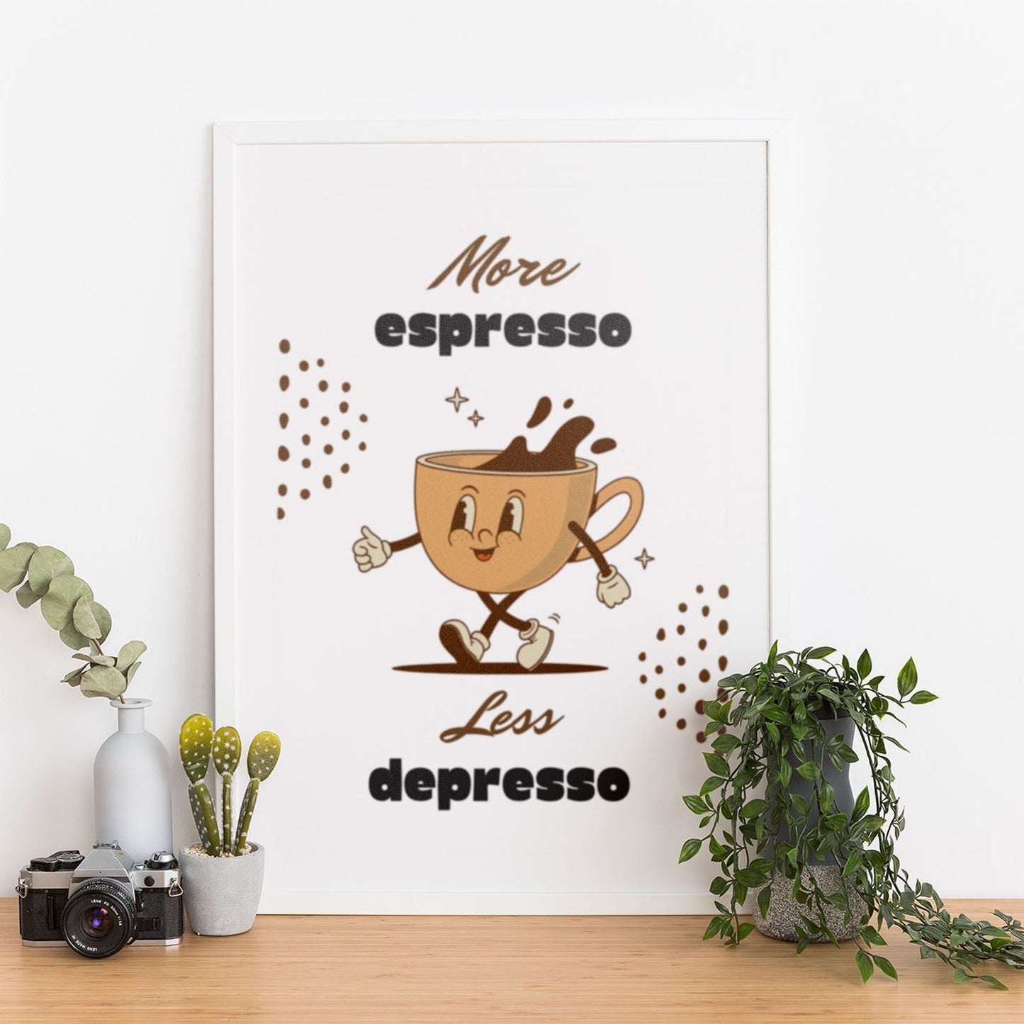 Wes Co Gallery Poster Energetic Espresso Motivational Coffee 12 x 16" Home Goods - Coffee  Art Print