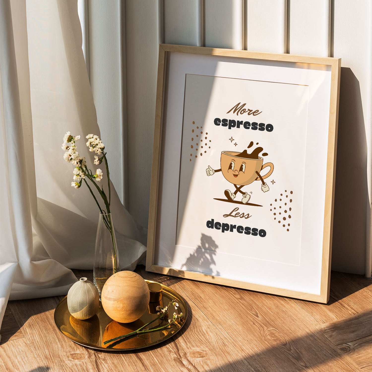 Wes Co Gallery Poster Energetic Espresso Motivational Coffee 5 x 7" Home Goods - Coffee  Art Print