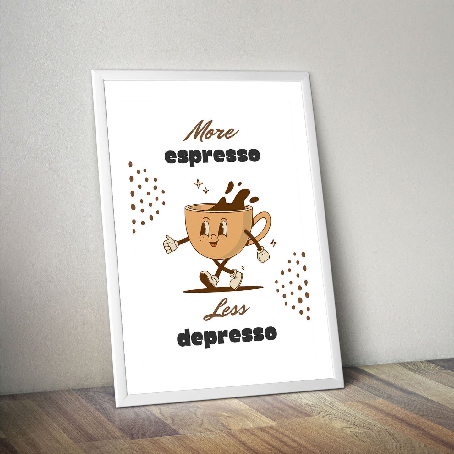 Wes Co Gallery Poster Energetic Espresso Motivational Coffee 16 x 20" Home Goods - Coffee  Art Print