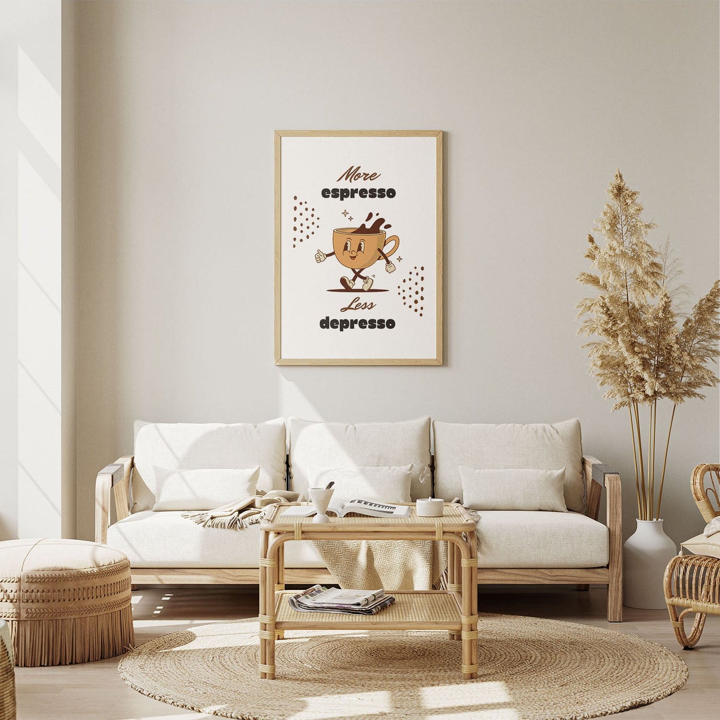 Wes Co Gallery Poster Energetic Espresso Motivational Coffee 8 x 10" Home Goods - Coffee  Art Print