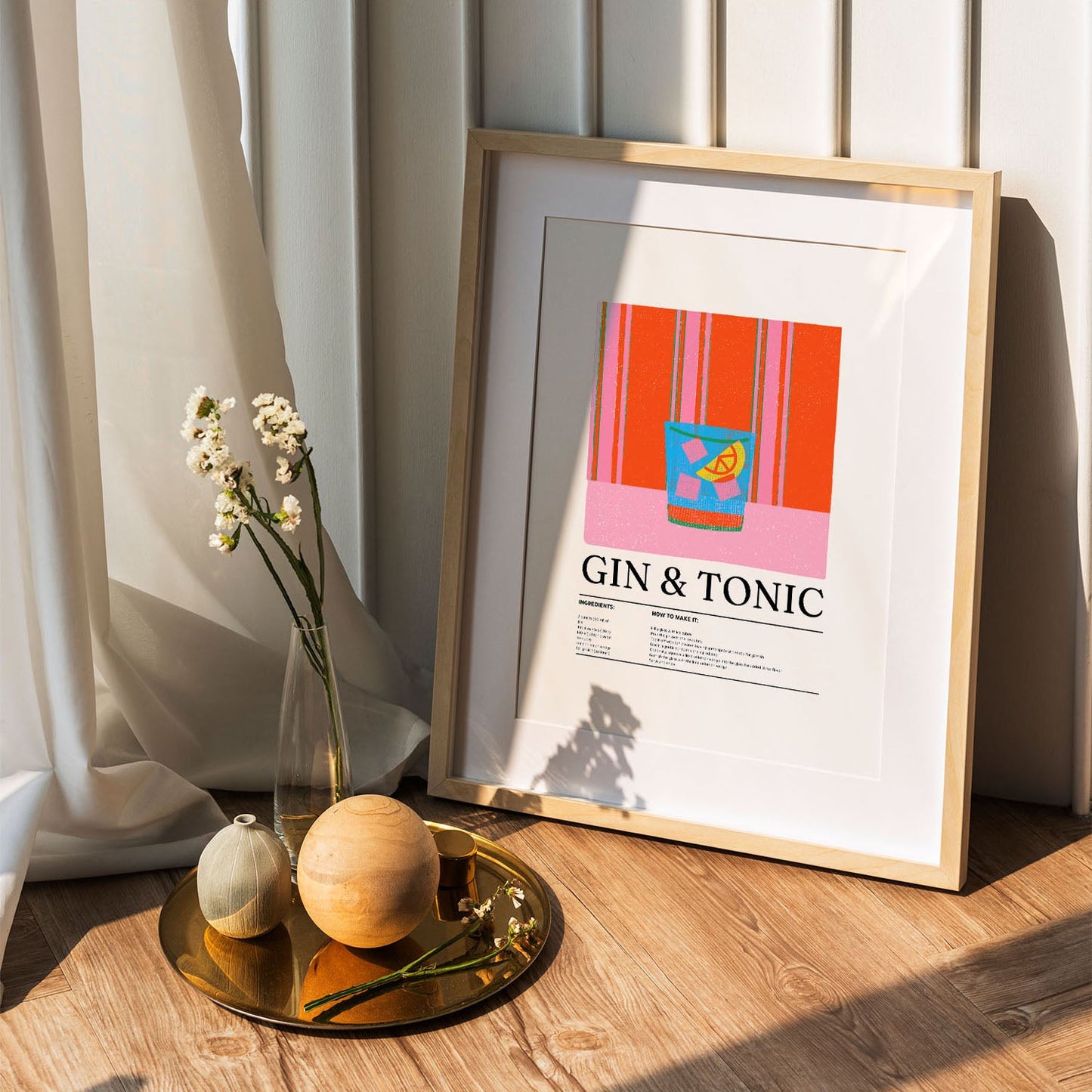 Wes Co Gallery Poster Classic Gin & Tonic Vibrant Recipe 5 x 7" Home Goods - Coffee  Art Print