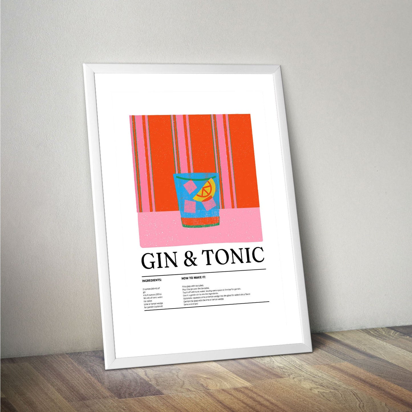 Wes Co Gallery Poster Classic Gin & Tonic Vibrant Recipe 16 x 20" Home Goods - Coffee  Art Print