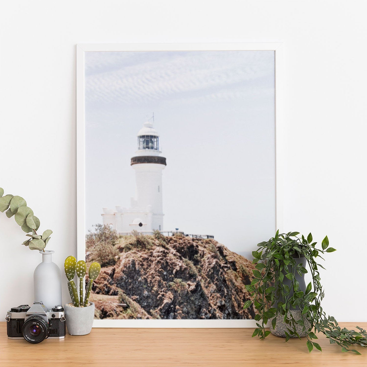 Wes Co Gallery Poster Byron Bay Cliffside Lighthouse 11 x 17" Home Goods - Nature  Art Print