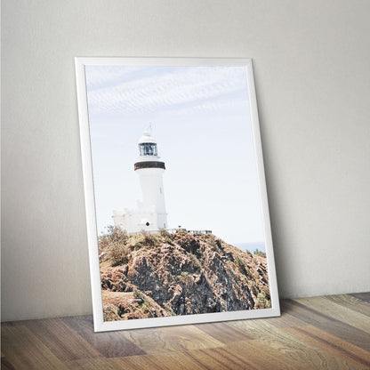 Wes Co Gallery Poster Byron Bay Cliffside Lighthouse 11 x 17" Home Goods - Nature  Art Print