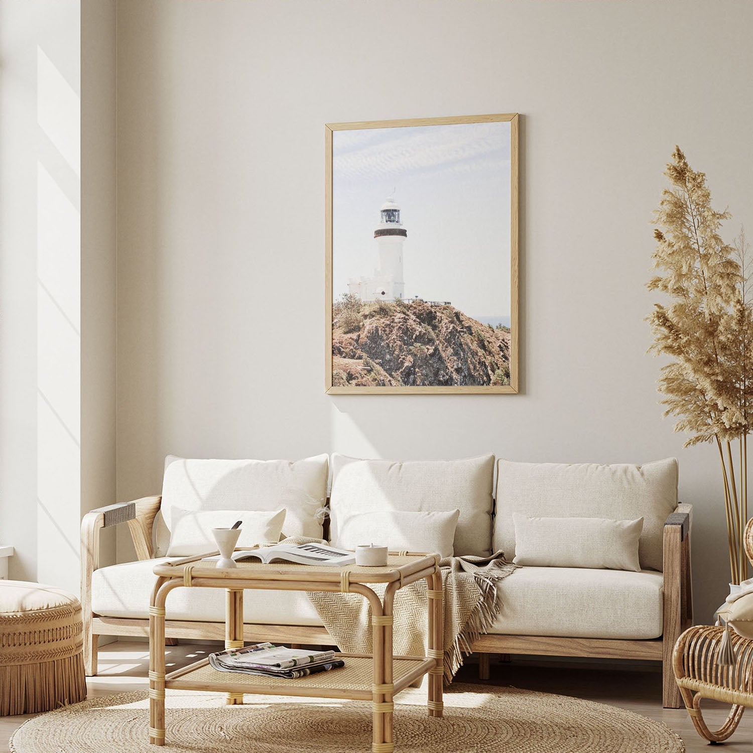 Wes Co Gallery Poster Byron Bay Cliffside Lighthouse 8 x 10" Home Goods - Nature  Art Print