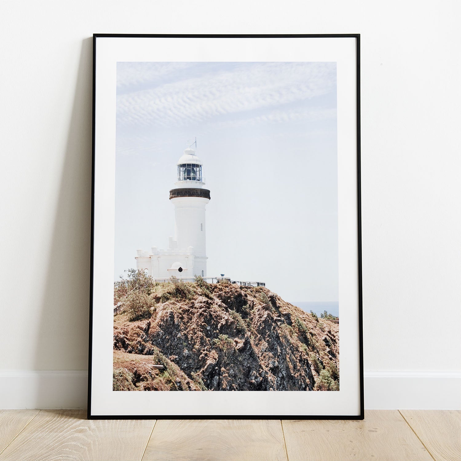 Wes Co Gallery Poster Byron Bay Cliffside Lighthouse 5 x 7" Home Goods - Nature  Art Print