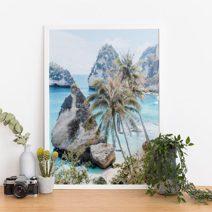 Wes Co Gallery Poster Tropical Oasis with Rock Islands 11 x 17" Home Goods - Nature  Art Print