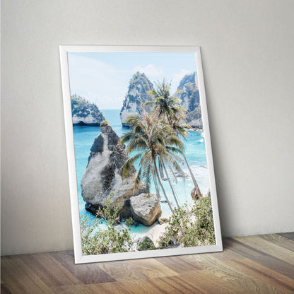 Wes Co Gallery Poster Tropical Oasis with Rock Islands 11 x 17" Home Goods - Nature  Art Print