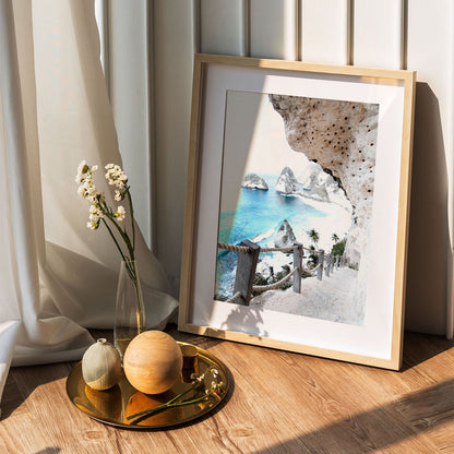 Wes Co Gallery Poster Hidden Beach Steps 5 x 7" Home Goods - Nature  Art Print