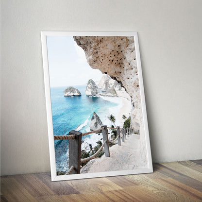 Wes Co Gallery Poster Hidden Beach Steps 11 x 17" Home Goods - Nature  Art Print