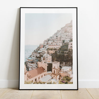 Wes Co Gallery Poster Sunlit Coastal Village A5 Home Goods - Nature  Art Print